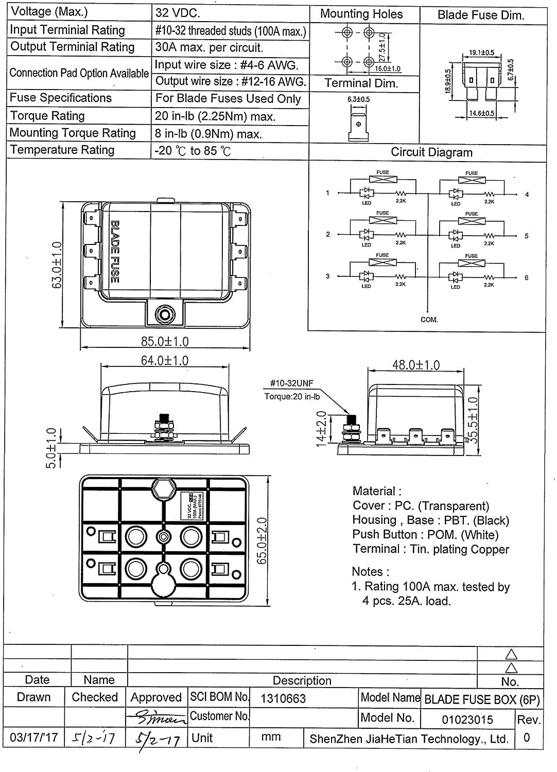 6-way RV Fuse Block