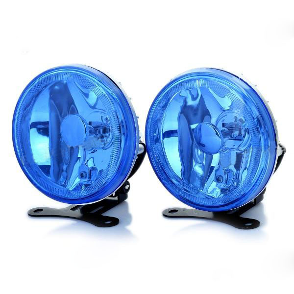 H3 55W Halogen Light Bulb 1000-LM 3000K Yellow Light Car Fog Lamp (Blue Lens / Pair) 